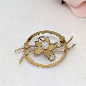Vintage Bond Boyd Sterling Silver Flower Brooch Gold Wash Cottagecore Floral
